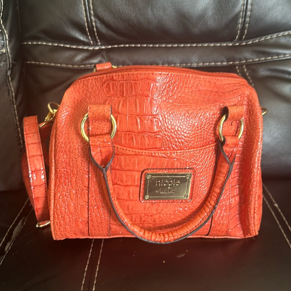 Nicole by Nicole Miller Orange reptile print Purse with shoulder strap
